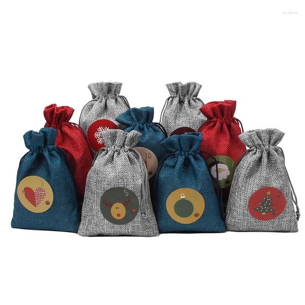 Décorations de Noël 24pcs Sacs-cadeaux de mariage Sacches avec sac en lin Stockage en gros pour les bijoux de la pochette de voyage de voyage