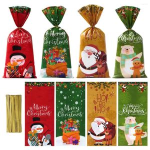 Kerstversiering 25/50/100 Stuks Kerstman Sneeuwpop Gemengde Snoep Zakken Plastic Gift Bag Vrolijk 2024 Home decor Navidad Noel Jaar
