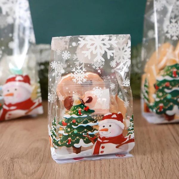 Décorations de Noël 25/50pcs sac de bonbons mignon bonhomme de neige arbre cadeau bricolage emballage accessoires biscuits chocolat année fournitures