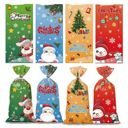 Décorations de Noël 25/50pcs Sacs de bonbons Sac cadeau du Père Noël 2024 Navidad Noël Biscuits de Noël Fournitures d'emballage