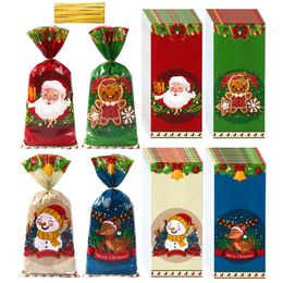 Décorations de Noël 25 50pcs Sacs de bonbons Sac cadeau Santa 2023 Navidad Noël Biscuits de Noël Fournitures d'emballage 231018