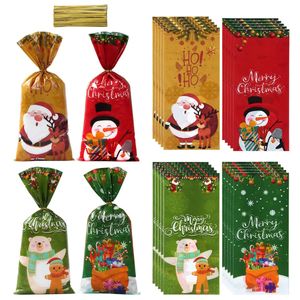 Décorations de Noël 25 50pcs Sacs de bonbons Sac cadeau Santa 2023 Navidad Noël Biscuits de Noël Fournitures d'emballage 231130