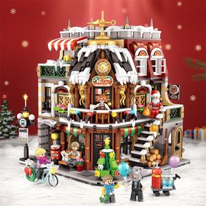 Decoraciones navideñas 2506pcs Loz Mini Blocks Christmas Coffee House Shop Threefloors Santa Claus Tree Bricks Juguetes para niños Adultos Regalo de Navidad Loz1054 220921