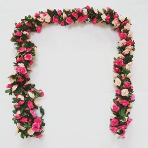 Kerstversiering 250 cm roze roos kunstzijde bloemen slinger herfst bruiloft huis kamer decor arrangement tuin boog nep plant wijnstok 231011