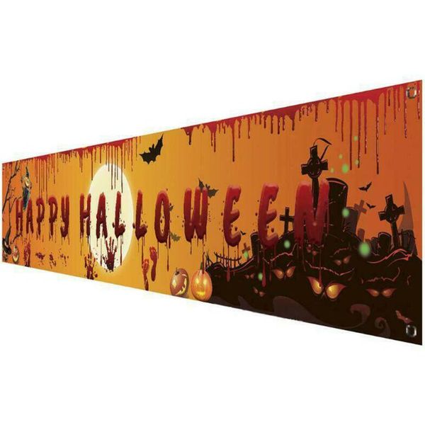 Décorations de noël 250x49cm dernier joyeux Halloween sanglant chauve-souris citrouille fantôme impression fête toile de fond suspendus bannière décor