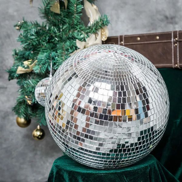 Décorations de Noël 25 cm boule Disco miroir gâteaux fête Ktv boule arbre décorations de noël lumière argent réfléchissant suspendus ornements décor 231010