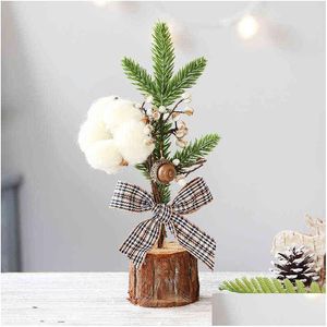 Kerstversiering 25Cm Mini Aritificial Desktop Trees Home El Shop Mall Xmas Party Fake Tree Branch Berry Flower Decoration Acce Dhh1T