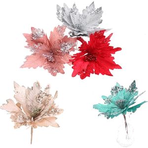 Kerstdecoraties 25 cm Parnas flanel Handgemaakte bloemen Kunstmatige boomdecoratie Xmas Weddingjaar Home Decorchristmas