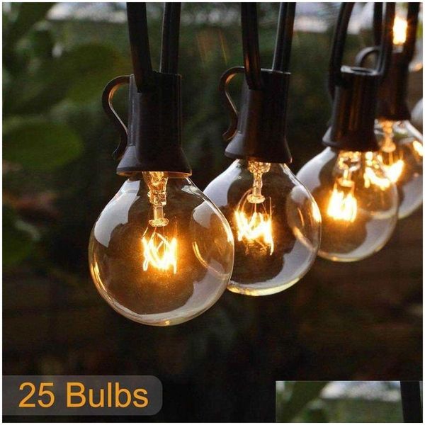 Décorations de Noël 25Ft Patio String Light G40 Globe Festoon BB Fairy Outdoor Party Garden Garland Mariage Décoratif 201127 Drop Otkel