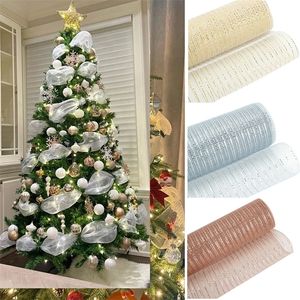 Kerstdecoraties 26 cm 10 meter Gold Sliver Bloemkrans Mesh Diy Xmas Lint Decoratie Bruiloft Geschenk inpakken 221007