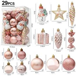 Décorations de Noël 29/20 pièces boules d'arbre de noël suspendus pendentif canne à sucre pomme de pin ornement ensemble décoration de noël 2024 année 231102