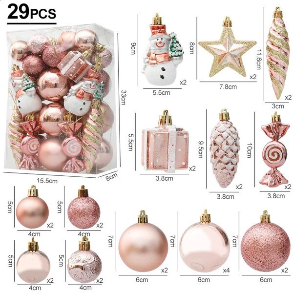 Décorations de Noël 29/20 pièces boules d'arbre de noël suspendus pendentif canne à sucre pomme de pin ornement ensemble décoration de noël 2024 Navidad année 231214