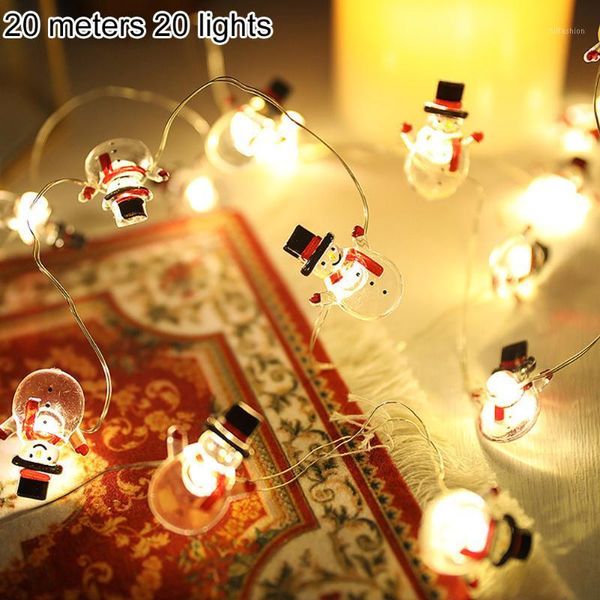 Decoraciones navideñas 2M 20LED Luces de cadena de Papá Noel Árbol LED Copos de nieve Decoración de Navidad Hogar 2023 Adorno