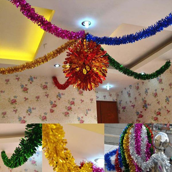 Decoraciones navideñas 2M Guirnalda colorida Tira Bar Oropel Árbol Decoración para fiestas al aire libre Suministros Boda Festival Cumpleaños
