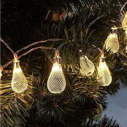 Décorations de Noël 2M LED évidé fer gouttes d'eau guirlande lumineuse blanc chaud lampe fête de mariage arbre romantique décoration CKG179