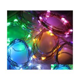 Kerstdecoraties 2m LED's String CR2032 Batterij bediende Mini Light Copper Wire Starry Led Strips voor Halloween WQ48 Drop Dhuty