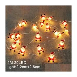 Kerstdecoraties 2m Santa Claus Tree Led String Lights Garland Snowflakes Christmas Decoration for Home Fairy Light Nieuwjaar XMA DHKX1