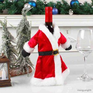 Décorations de Noël 2pc décoration de noël père noël jupe de noël robe couverture de bouteille de vin cadeaux de bonhomme de neige décoration de Table de noël R231107