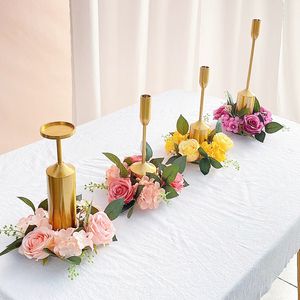 Décorations de Noël 2pc style européen artificiel rose couronne chandelier guirlande table de mariage fête maison fleur 220914
