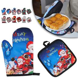 Kerstdecoraties 2pc ovenwanten bakken Anti-handschoenen kussen dineren keukenmat jaar 2022 Navidad Xmas Party Supplies