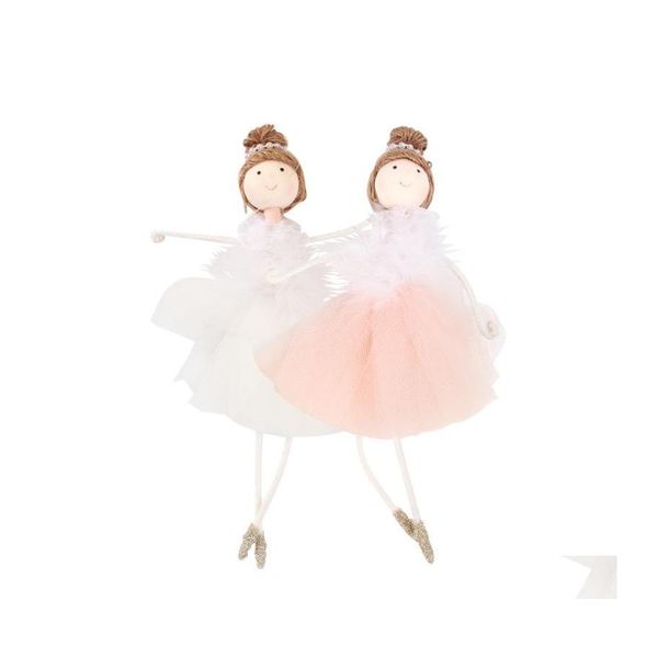 Decorazioni natalizie 2 pezzi Ballerina Girl Hangs Doll Toys per la decorazione Bianco e rosa Consegna di goccia di Natale Giardino domestico Festiv Dh2Oc