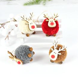 Décorations de Noël 2 pièces mignon feutre en bois Elk arbre suspendu pendentif cerf artisanat ornement pour l'année à la maison