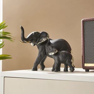 Kerstversiering 2 stuks Olifant Standbeeld Hars Woondecoratie Dieren Sculpturen voor Huisontwerp Moderne Woonaccessoires Afrikaanse Olifant Knutselcadeau 231025