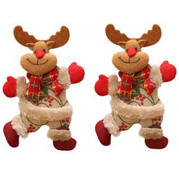 Decoraciones navideñas 2 piezas Adornos de feliz año DIY Regalo de Navidad Santa Claus Muñeco de nieve Árbol Colgante Muñeca Colgar para el hogar Noel Natal 220912