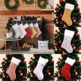 Décorations de Noël 2 pièces grands bas d'arbre à paillettes porte-cadeaux pour enfants sacs fournitures de fête festive