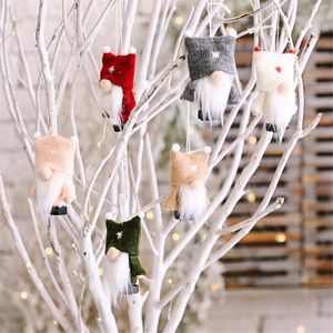 Kerstdecoraties 2 stks/lot wol schattige kabouteronloze poppen 10x4cm mini hanger Creative Tree Decoration 2022 Style