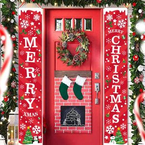 Kerstdecoraties 2 stks Merry couplet voor kersthuis Decor Banner huis deur veranda hangende vlaggen bord ornament