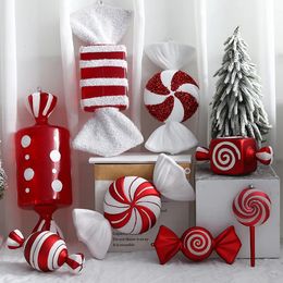 Kerstversiering 2 stuks Oversized Rood wit Snoepriet Kerstboomversiering voor thuis Kerstornament Kerst Navidad Geschenken Jaar 2024 231027