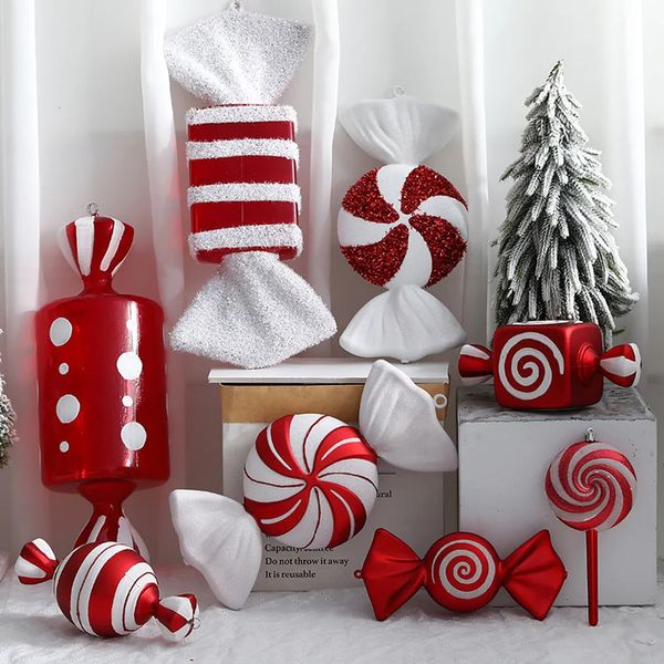 Décorations de Noël 2 pièces surdimensionnées rouge blanc canne à sucre décorations d'arbre de noël pour la maison ornement de noël cadeaux de noël année 2024 231027