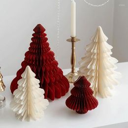 Kerstdecoraties 2 stks papier bomen tafel decoratie diy honingraat ontwerp boom hangende feestdecor