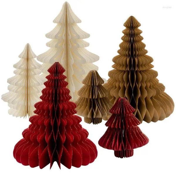 Decoraciones navideñas, 2 uds., árboles de papel, colgante de pared, árbol de Navidad Artificial, adorno de escritorio para niños de Papá Noel