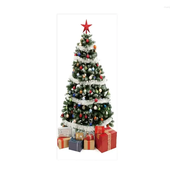 Decoraciones navideñas 2 unids/set 3D árbol decorativo refrigerador puerta pegatina impermeable autoadhesivo papel tapiz calcomanía de pared decoración del hogar