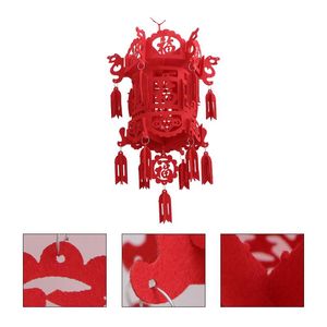 Décorations de Noël 2Pcs Fête du Printemps Lanterne Non-tissé Décoratif Style Chinois Rouge