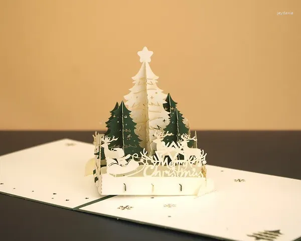 Décorations de Noël 2pcs Up Cartes Carte de voeux 3D Enfants Cadeaux d'appréciation faits à la main d'hiver