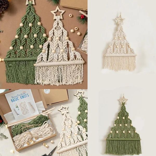 Décorations de Noël 2PCSSET Macrame DIY Arbre Kit Crochet Tissé Tenture Décoration À La Main Coton Cordon Tissage Ornement 231013