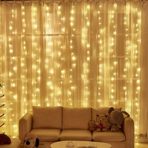 Kerstversiering 2x2/3x3/6x LED-gordijn Lichtslingers Kerstverlichting Slinger Buiten Voor Bruiloft Jaar Huis Tuin Feestdecoratie 231214