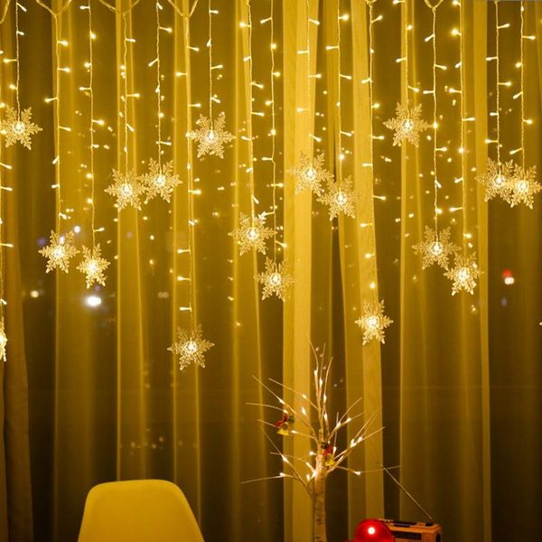 Décorations de noël 3.2M flocons de neige LED rideau lumineux chaîne fée lumières clignotant lampe décor vacances fête maison Decore