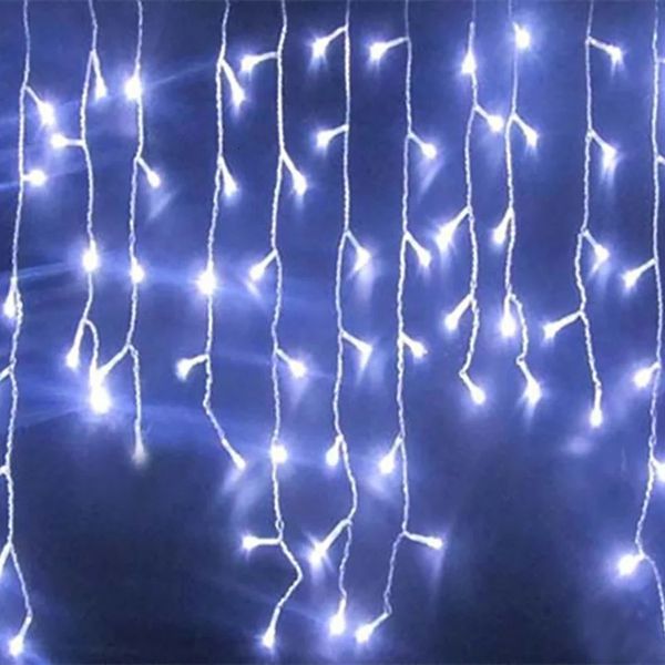 Decoraciones navideñas Guirnaldas navideñas de 3,5 m Año Luz de cadena LED Luz navideña para fiesta en el jardín Decoración de cortinas de boda Blanco cálido Azul 231009