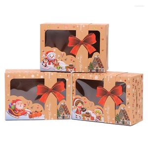 Décorations de Noël 3/9/12 Pcs Kraft Paper Candy Boxes Merry Cookie Gift Box Clear Window