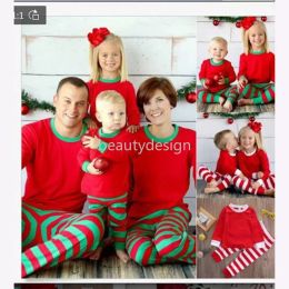 Decoraciones navideñas 3 colores Conjuntos de pijamas a juego para la familia de Navidad a rayas Pijamas de Navidad Madre Hija Padre Hijo Ropa de dormir Papá Mamá y yo Ropa de pijamas