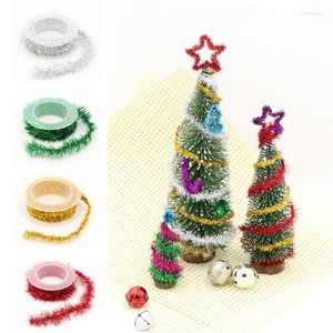 Décorations de Noël 3 m/rouleau de fil métallique, ruban de barre de couleur, décor d'imitation, décoration de célébration d'arbre à carreaux