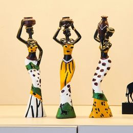 Decoraciones navideñas Paquete de 3 estatuas Escultura de mujer africana Niña Poliresina Esculturas de dama tribales exóticas Figuras Decoración del hogar Estatua Arte Artesanía Regalo 231025