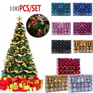 Décorations de Noël 30 / 100pcs Ball Set 3-6 cm décor d'arbre clair poudre mate ornements creux Année 221130