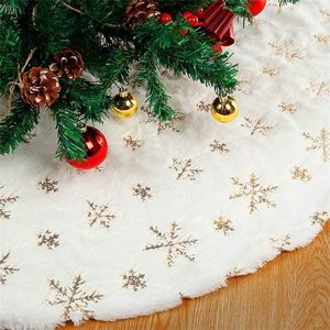 Kerstdecoraties 30/35/48inch kerstboom rok faux bont tapijt sneeuwvlok pluche mat voor huis Xmas Tree Jaar decor Noel schort ornament 220927