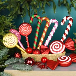 Kerstversiering 30/40cm Kerstdecoratie Hanger Simulatie Gekleurde Snoep Lollipop Kleine Riet Hanger Pografische Rekwisieten Woondecoratie 230911