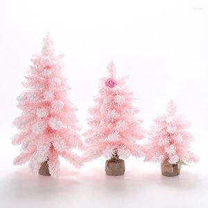 Kerstversiering 30/45/60 cm Mini Boom Roze Blauw Puntige Sneeuw Spray Sneeuwvlok Desktop Raamdecoratie voor Kids Gift